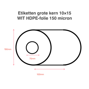Etiketten 10x15 WIT HDPE-folie 150 micron grote kern (4.000 per doos) Stickers 10 x 15 cm Etiketten 10 x 15 cm Permanente stickers Permanente etiketten Extra sterk klevende stickers Sterk klevende etiketten Zelfklevende etiketten 10 x 15 cm Labels 10 x 15 cm Blanco stickers 10 x 15 cm Industriële etiketten Logistieke etiketten Productidentificatie labels