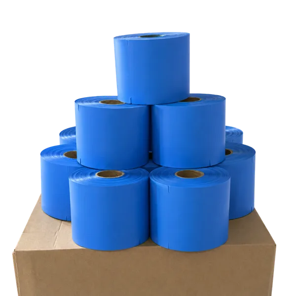 5 dozen Etiketten 10×15 BLAUW VOLVLAK HDPE-folie 200 micron (21.000 labels) – 5% korting