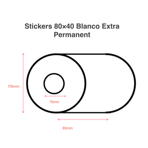 Stickers 80x40 Blanco Extra Permanent Blanco stickers 80 x 40 mm Blanco etiketten 80 x 40 mm Stickers 80x40 Etiketten 80x40 Permanente stickers Permanente etiketten Sterk klevende stickers Sterk klevende etiketten Zelfklevende etiketten Stickers op rol Etiketten op rol Blanco labels 80x40