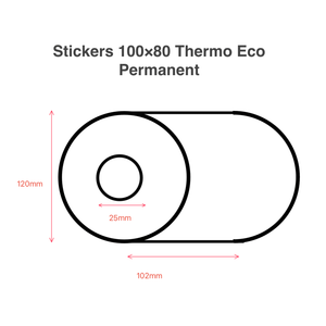 Stickers 100x80 Thermo Eco Permanent (12.000 per doos) Thermische eco-stickers 100 x 80 mm Thermische stickers 100 x 80 mm Eco etiketten 100 x 80 mm Verzendlabels 100 x 80 mm Thermische verzendetiketten BPA-vrije etiketten Bisfenol A-vrije labels Oplosmiddelvrije stickers Milieuvriendelijke etiketten Zelfklevende thermische labels Labels voor thermische printer Logistieke etiketten