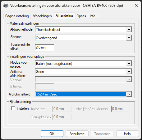 Afdruksnelheid verlagen